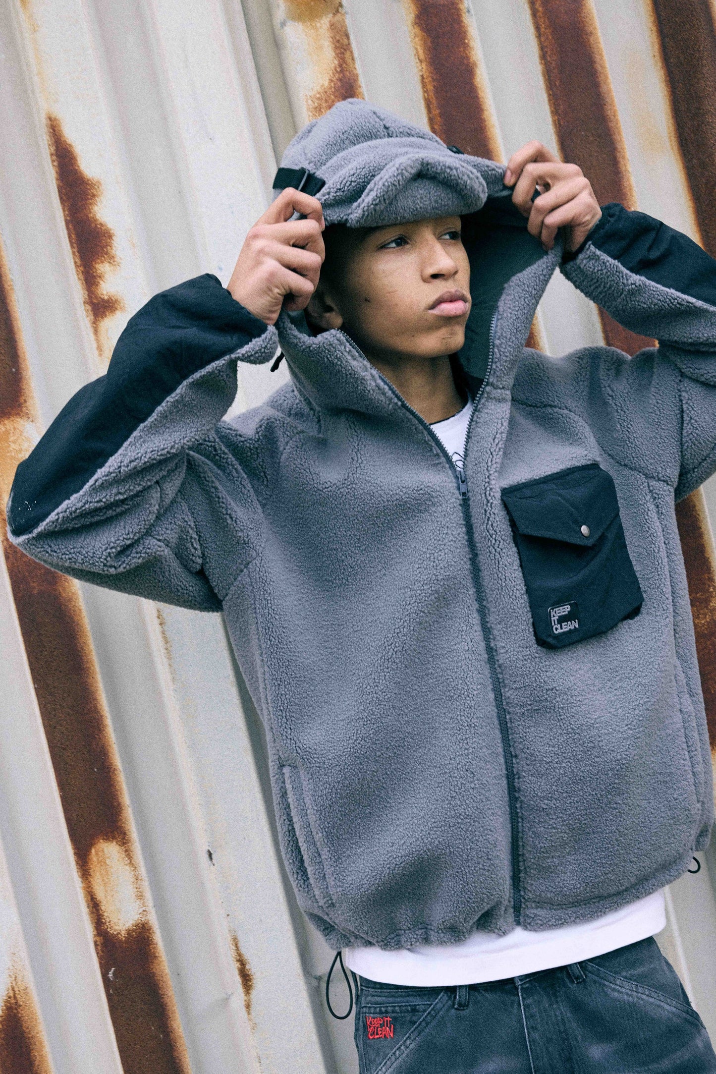 K.I.C. URBAN SHERPA JACKET ASH GREY