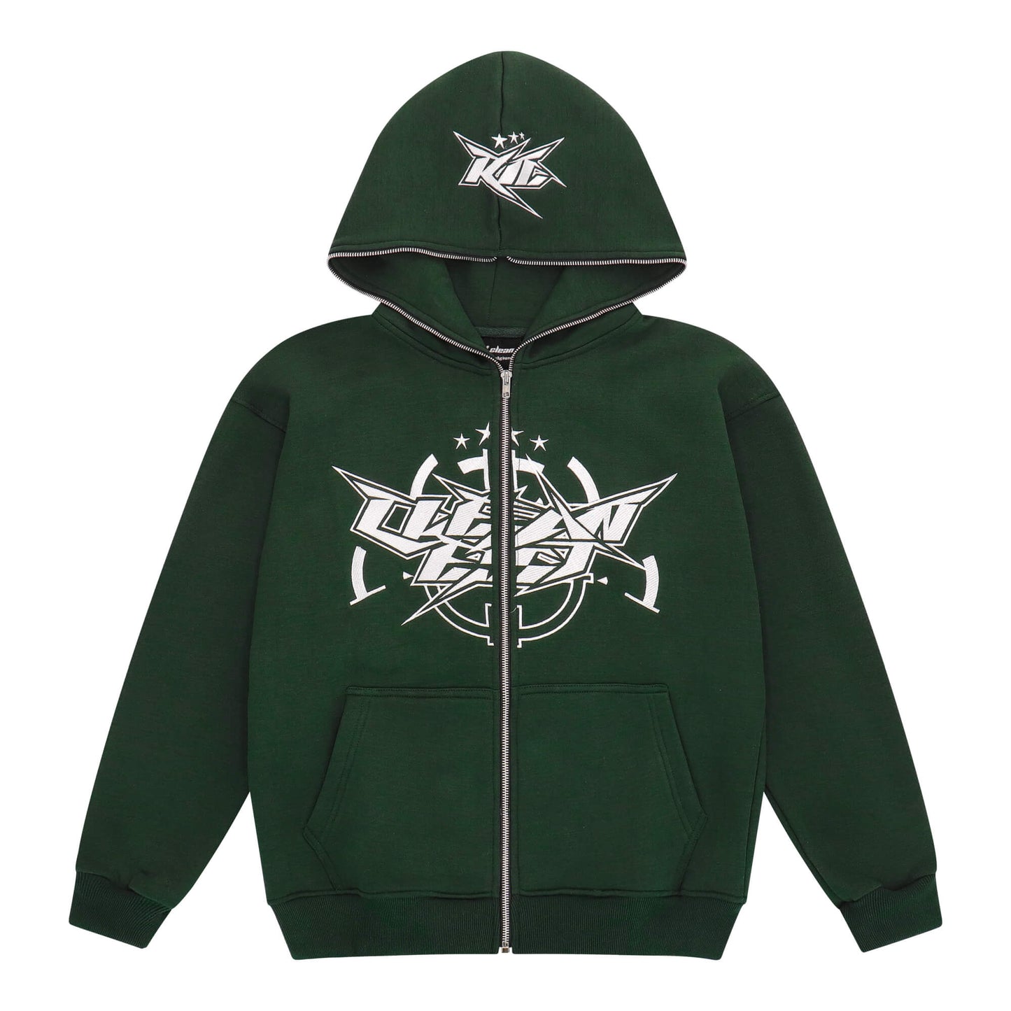 KEEP IT CLEAN - INFINITY  FULL ZIPPER HOOD - GREEN/WHITE