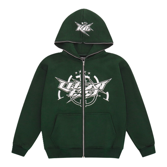 KEEP IT CLEAN - INFINITY FULL ZIPPER HOOD - GREEN /WHITE*