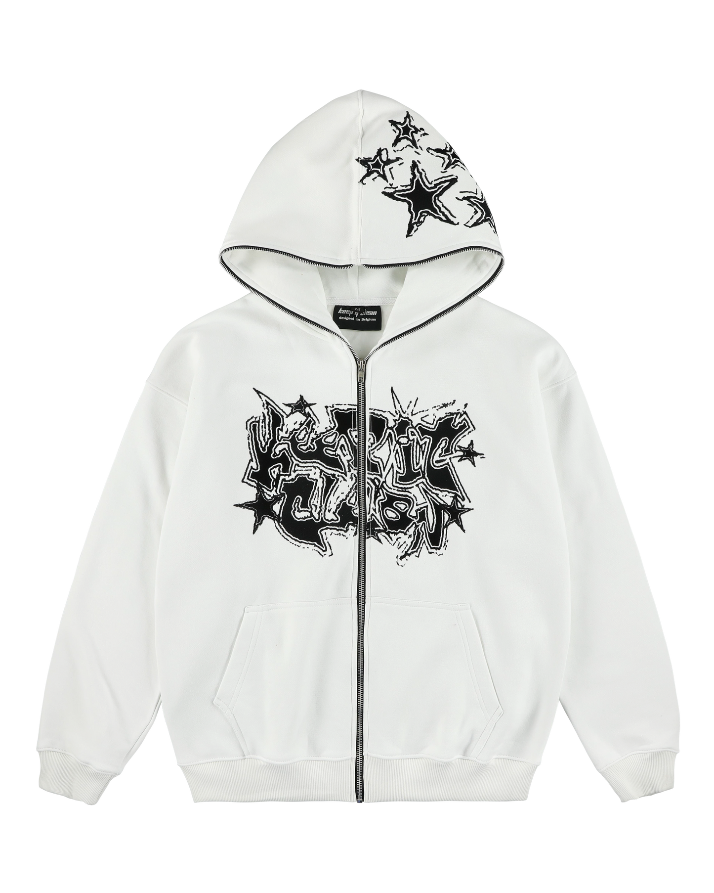 KEEP IT CLEAN -GALACTIC FULL ZIP HOOD WHITE/BLACK