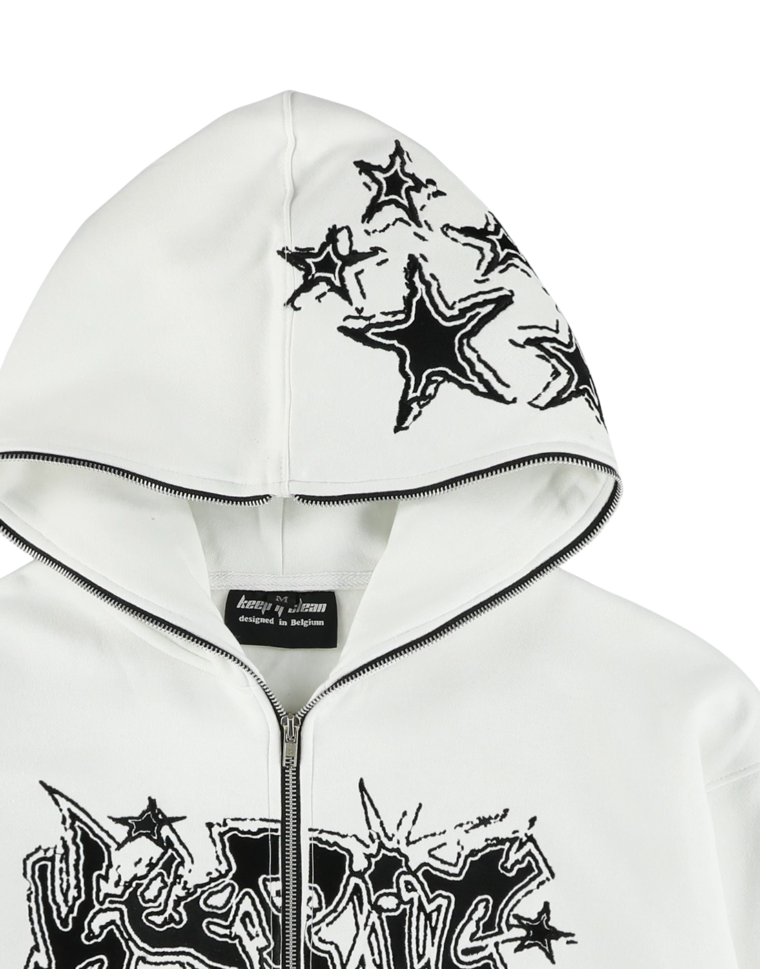 KEEP IT CLEAN -GALACTIC FULL ZIP HOOD WHITE/BLACK