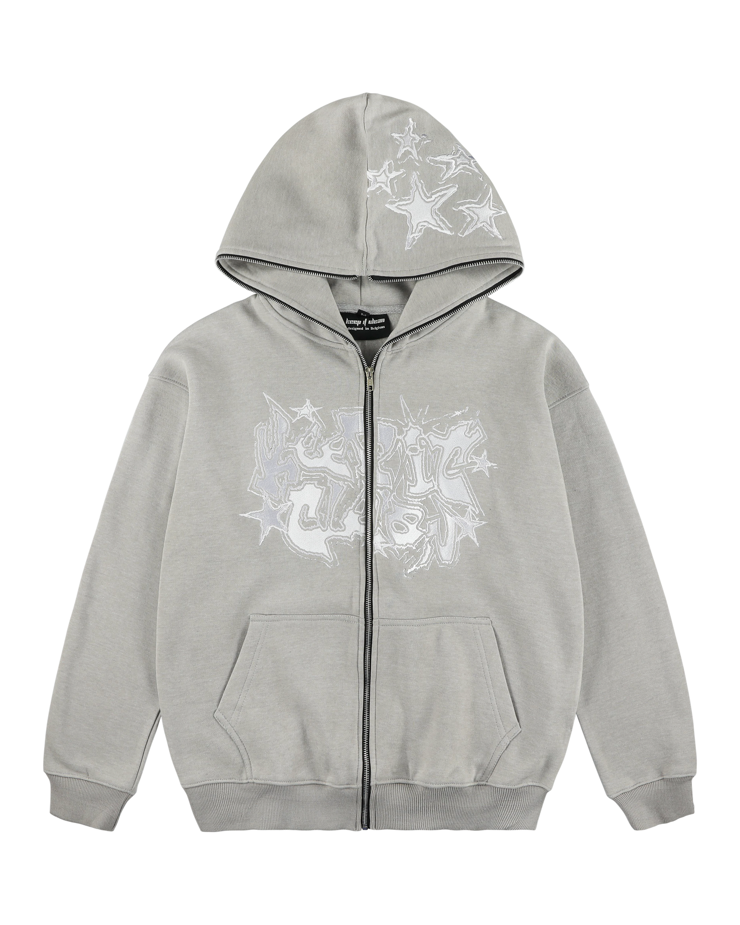 KEEP IT CLEAN -GALACTIC FULL ZIP HOOD GREY/WHITE