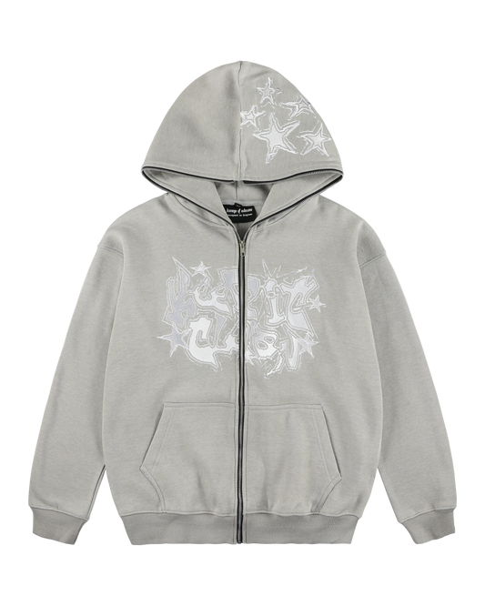 KEEP IT CLEAN -GALACTIC FULL ZIP HOOD GREY/WHITE