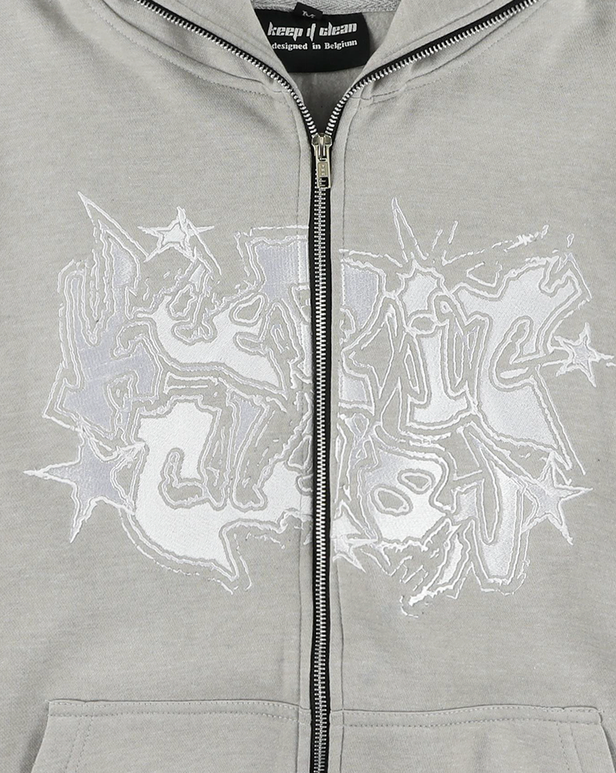 KEEP IT CLEAN -GALACTIC FULL ZIP HOOD GREY/WHITE
