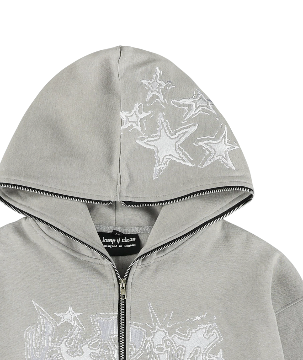 KEEP IT CLEAN -GALACTIC FULL ZIP HOOD GREY/WHITE