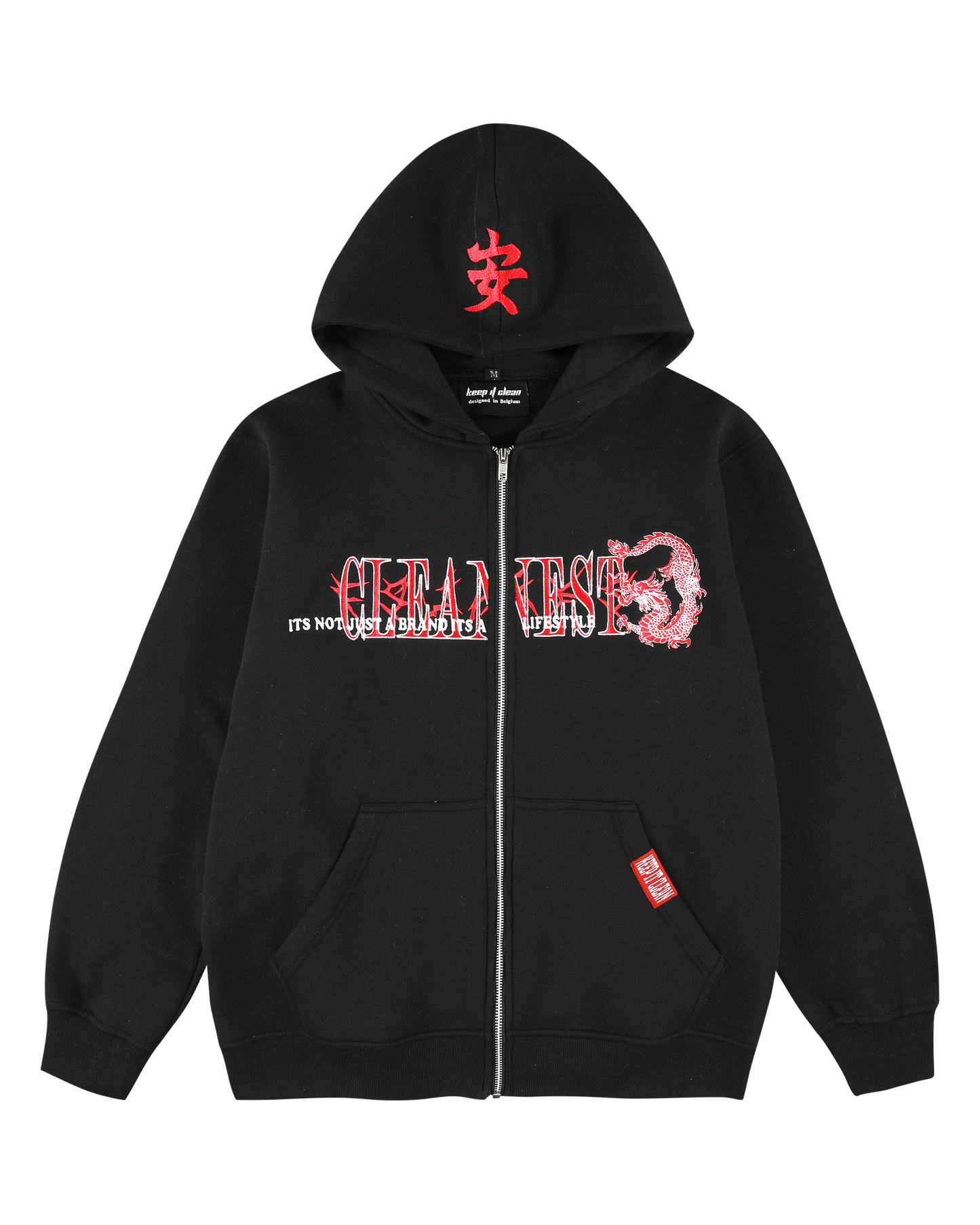 KEEP IT CLEAN -TATSU DRAGON - ZIP HOODIE BLACK