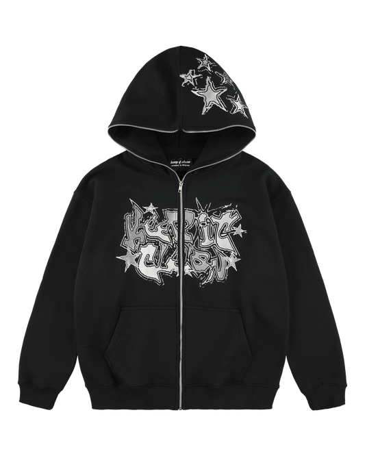 KEEP IT CLEAN -GALACTIC FULL ZIP HOOD BLACK/WHITE