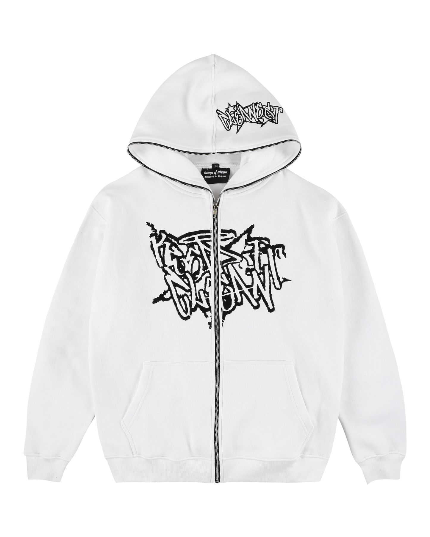 KEEP IT CLEAN "STREETCODE" FULL ZIP UP HOODIE WHITE