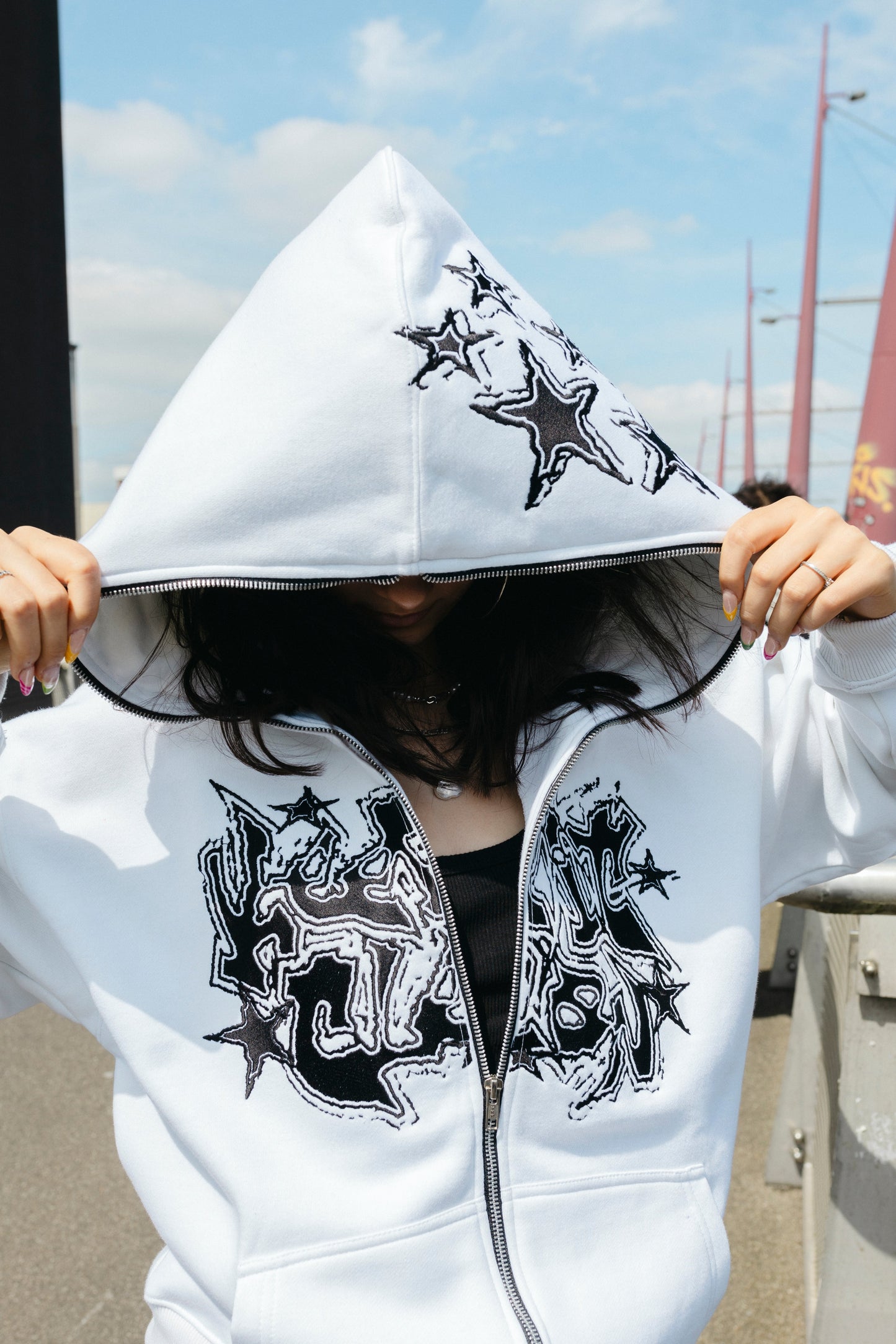 KEEP IT CLEAN -GALACTIC FULL ZIP HOOD WHITE/BLACK